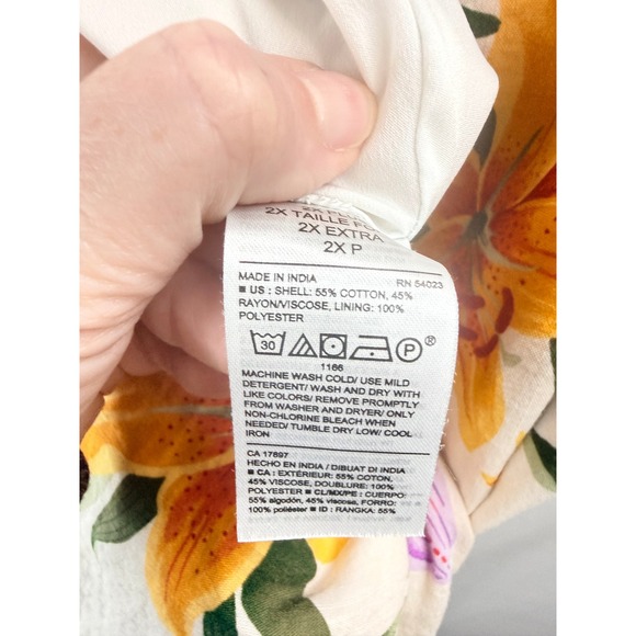 Old Navy Women's Floral Ruffle Smocked Midi Dress Cream Multi Sz 2X Boho Comfy - Picture 7 of 11